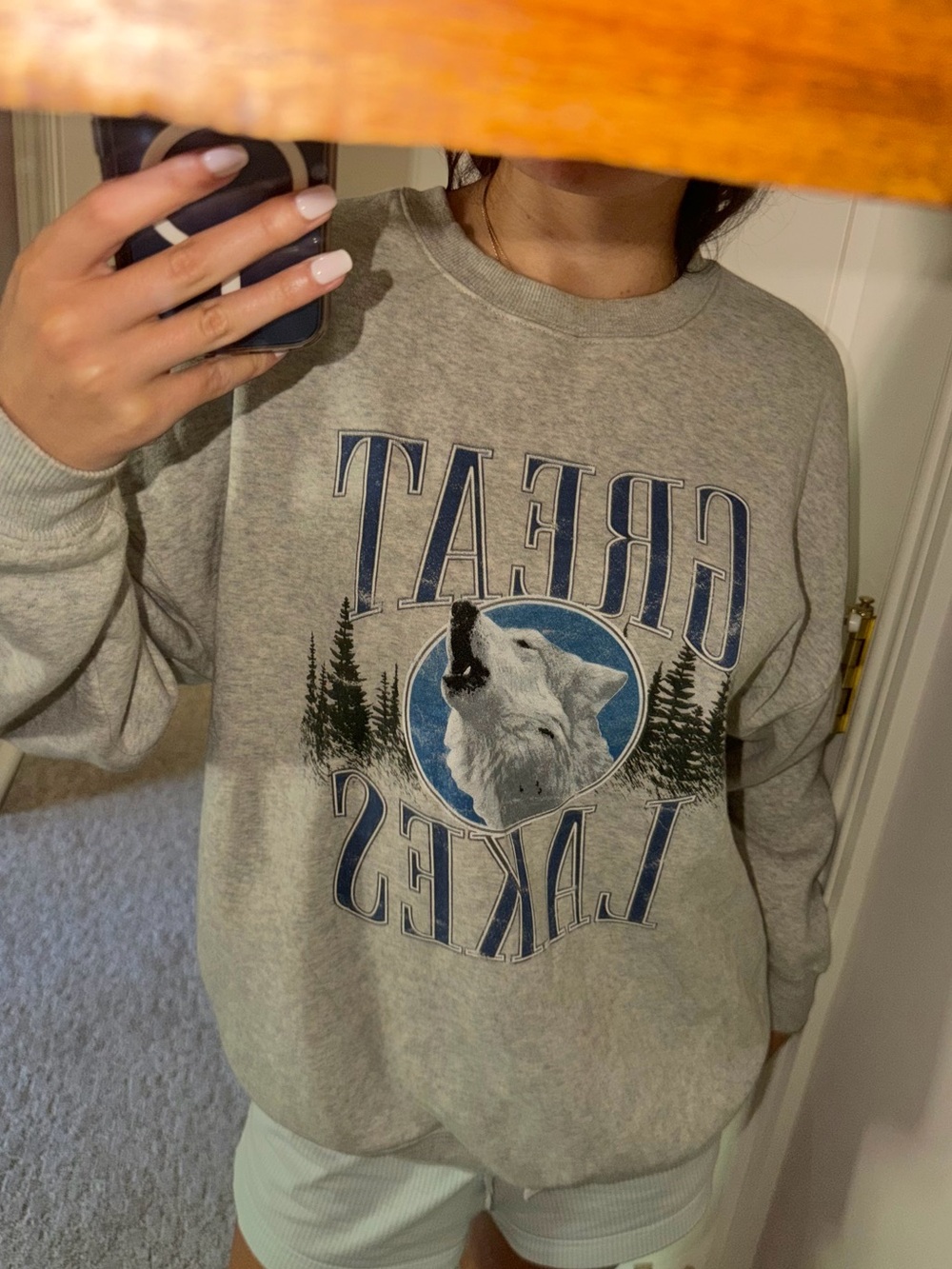 Forever 21 Grey Great Lakes Crewneck Sweatshirt